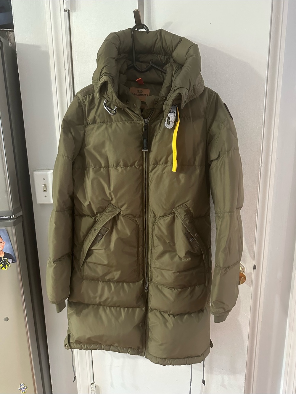 Women Olive Green Parajumpers Puffer Jacket with Hood size medium